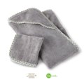 Baby Hooded Towel Set, graphite with gingham trim