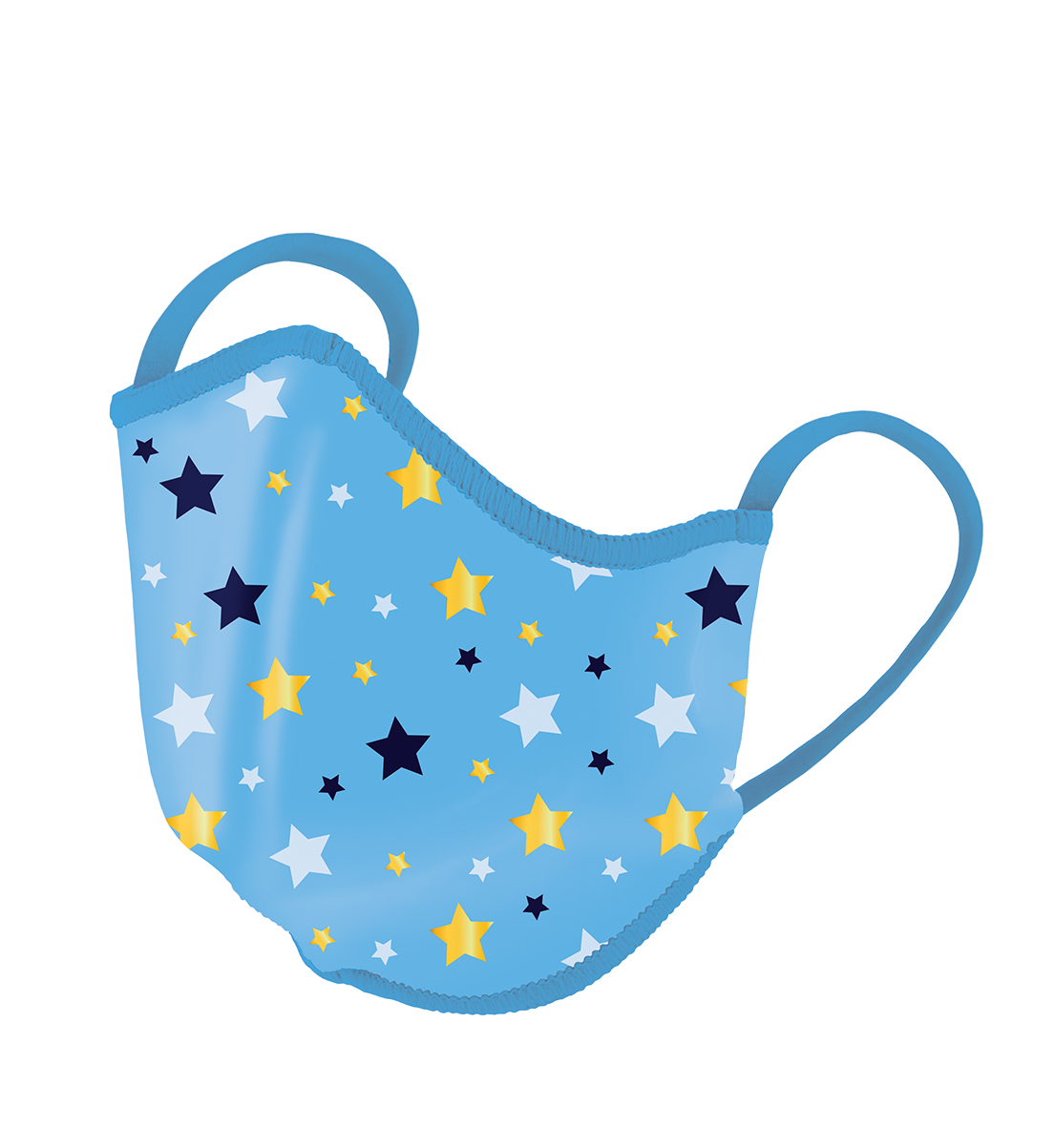 Reusable Face mask with BacLock®, kids blue/yellow stars