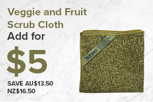 Spend $110 and purchase a Veggie and Fruit Scrub Cloth for $5 (Save $16.50)