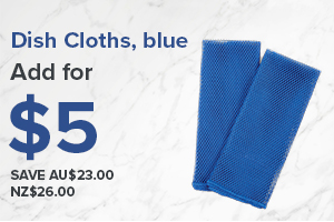 Spend $150 and purchase Dish Cloths, blue for $5 (Save $26.00)