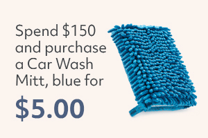 Spend $150 and purchase a Car Wash Mitt, blue for $5