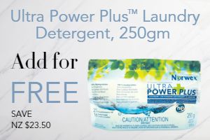 Spend $80 and receive a 250g Ultra Power Plus Laundry Detergent for FREE (save $23.50)